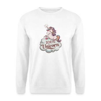 100% Unicorn - Authentisches Einhorn Design - Unisex Pullover - Weiß - Vorne