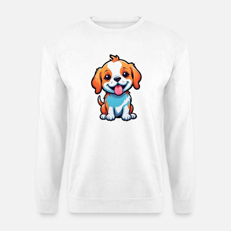chiot de dessin animé heureux mignon - Sweat-shirt Unisexe - blanc