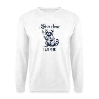 Funny Raccoon – Life is Soup - Unisex Sweatshirt - white - Front