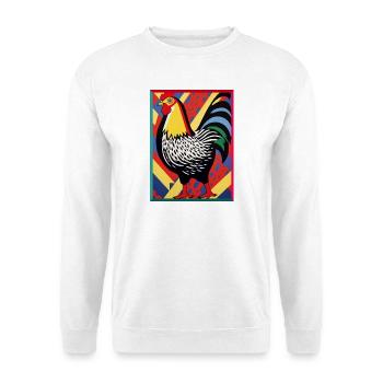 Farbiger Hahn in Abstrakter Darstellung Pop Art - Unisex Pullover - Weiß - Vorne