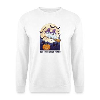 Night Flights & Fright Delights - Unisex Pullover - Weiß - Vorne