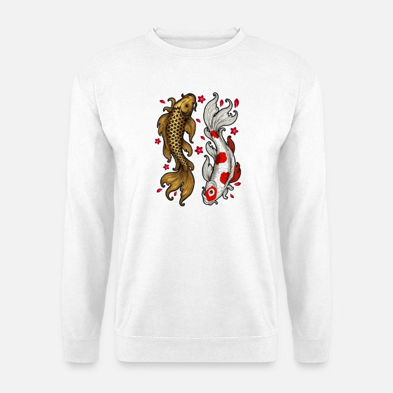 Koi Fish Drawing | Love and Harmony - Unisex Sweatshirt - white