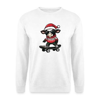 Kuh Weihnachten Lustig - Unisex Pullover - Weiß - Vorne
