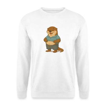 Lustiger Otter mit Wohlfühlbauch - Unisex Pullover - Weiß - Vorne