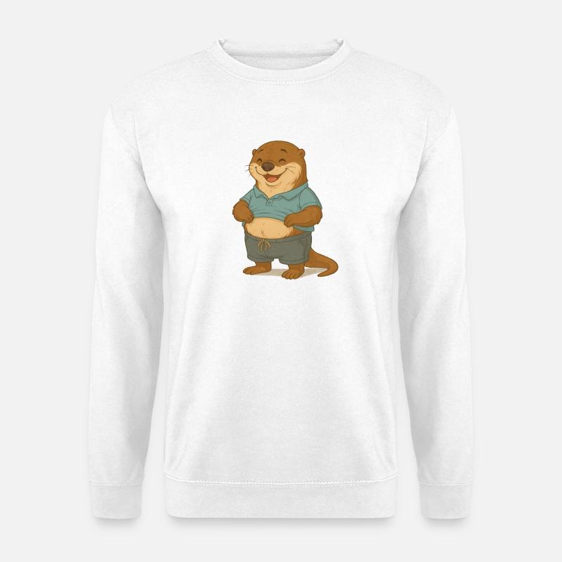 Lustiger Otter mit Wohlfühlbauch - Unisex Pullover - Weiß