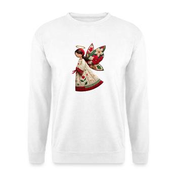 Weihnachtsengel mit Weihnachtsblumen - Unisex Pullover - Weiß - Vorne