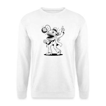 Disco Fisch - Lustiges T-Shirt - Unisex Pullover - Weiß - Vorne