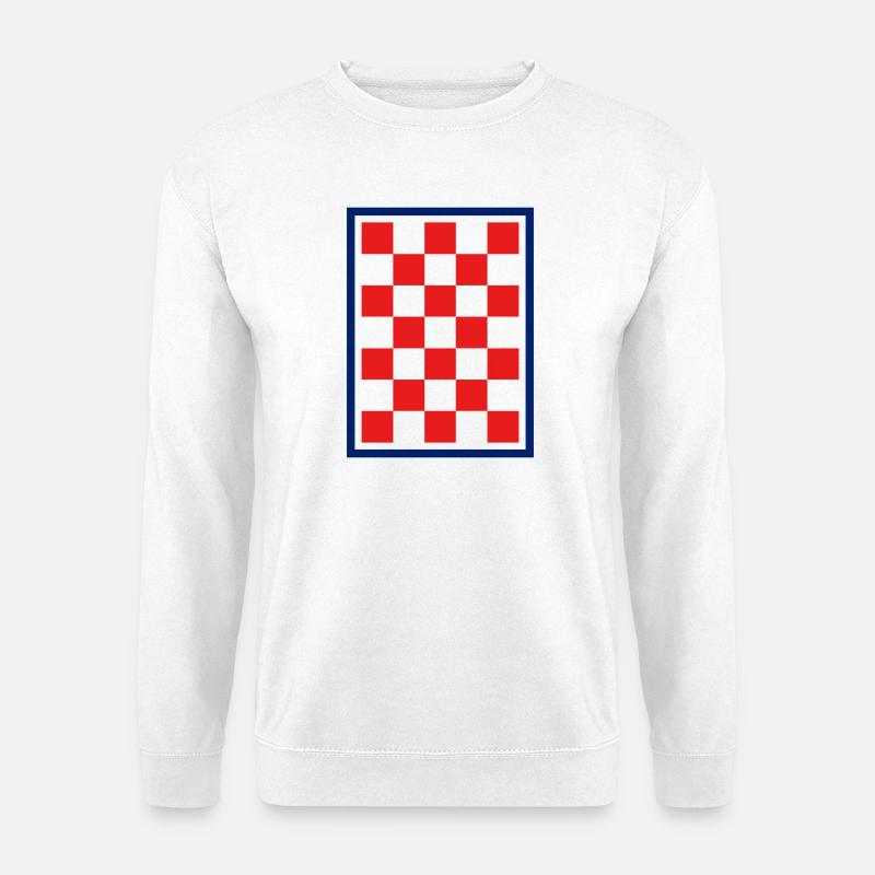 Kroatische Schachbrett-Blaue Grenze - Unisex Pullover - Weiß