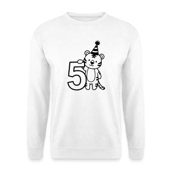 Party Tiger with Number 5 Cartoon Illustration - Unisex Sweatshirt - white - Front