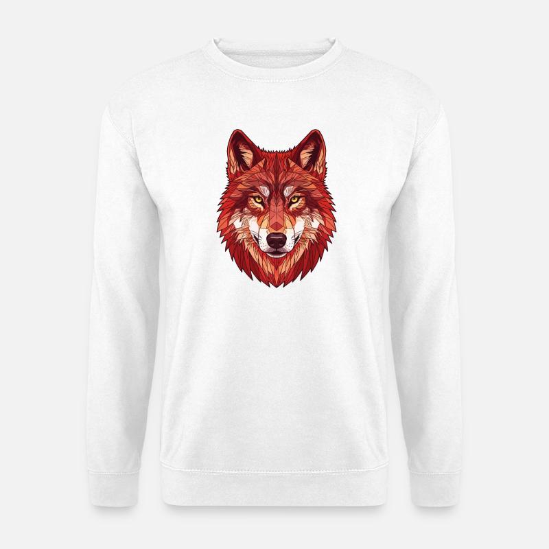 Geometric Red Wolf - Unisex Sweatshirt - white