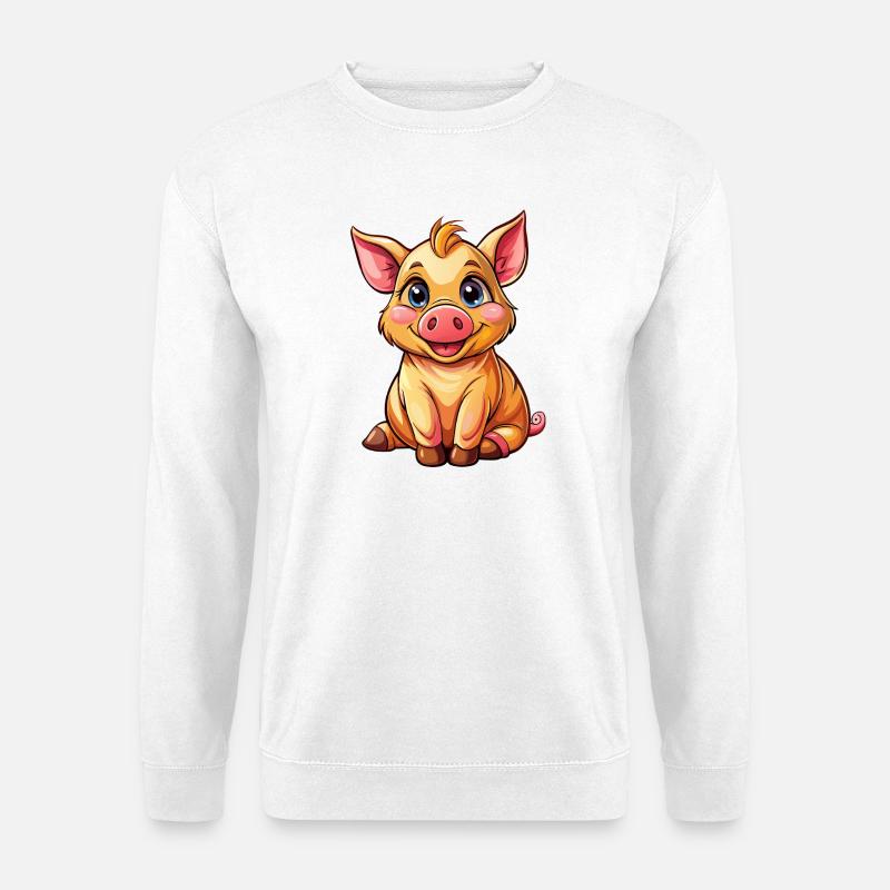 Sitzendes Schwein - Unisex Pullover - Weiß