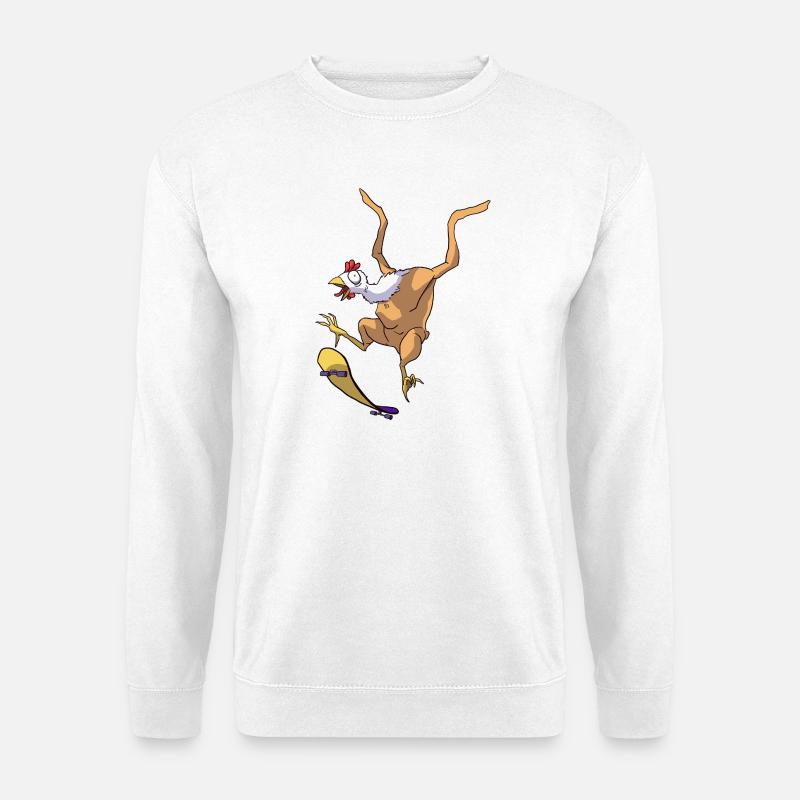 Skateboard-Hähnchen - Unisex Pullover - Weiß