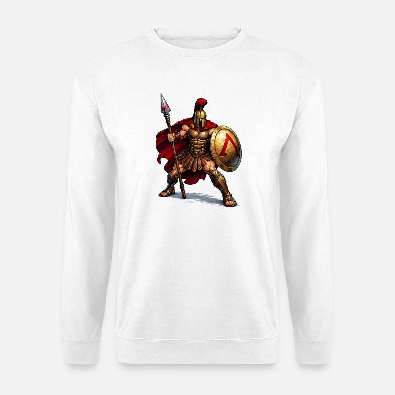 Spartan Krieger mit Schild - Unisex Pullover - Weiß