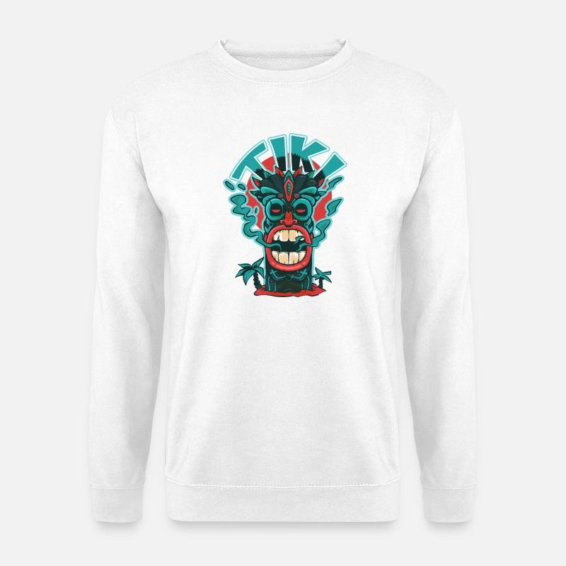 Rauchige Tiki-Maske. - Unisex Pullover - Weiß
