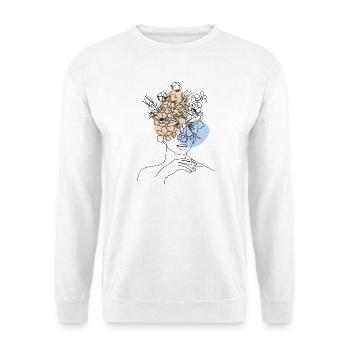 Femme en art de trait aux fleurs minimaliste élégante - Sweat-shirt Unisexe - blanc - Devant