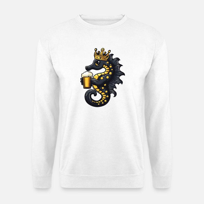 Seepferd Bier König - Unisex Pullover - Weiß