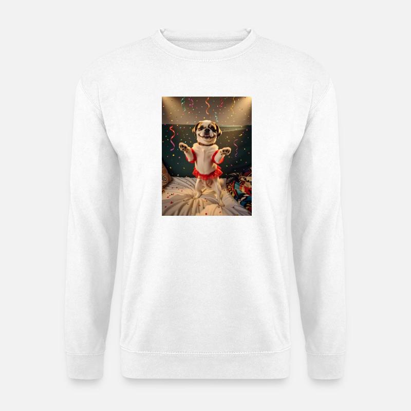 Welpe im Partyroten Konfetti - Unisex Pullover - Weiß
