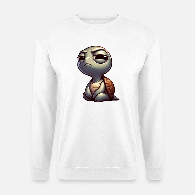 Funny cute skeptical cartoon turtle - Unisex Sweatshirt - white