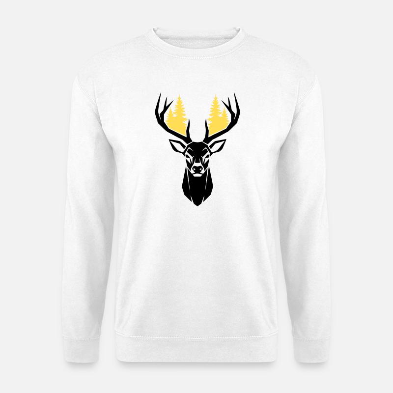 Hirschkopf Wald Silhouette - Unisex Pullover - Weiß