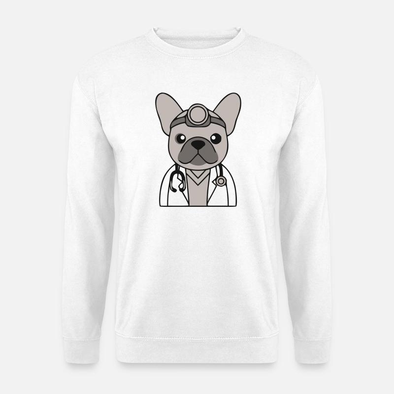 Frenchie Arzt Stethoskop Comic - Unisex Pullover - Weiß