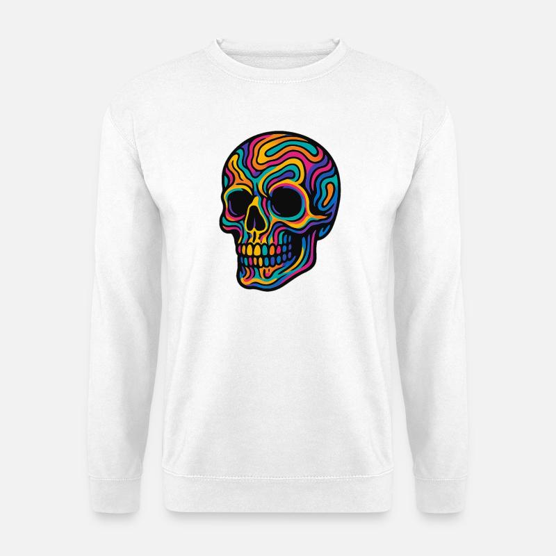 Psychedelic Skull – Trippy Skull Design - Unisex Sweatshirt - white