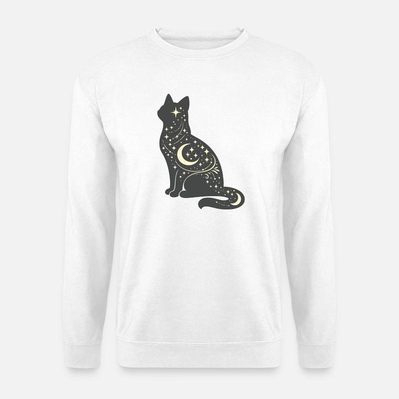 Mondstern Katze Silhouette - Unisex Pullover - Weiß