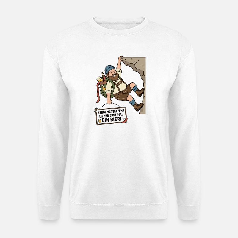 Berge versetzen Bier Humor - Unisex Pullover - Weiß