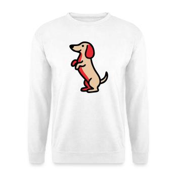 Süßer Dackel Hund Männchen Comic - Unisex Pullover - Weiß - Vorne