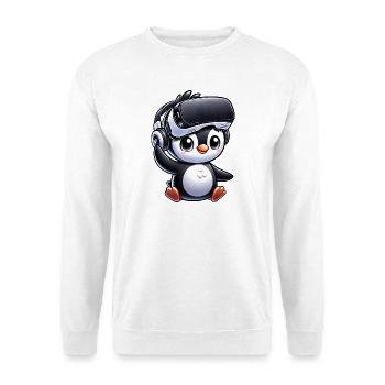 Style de bande dessinée Mignon Penguin VR Gamer - Sweat-shirt Unisexe - blanc - Devant