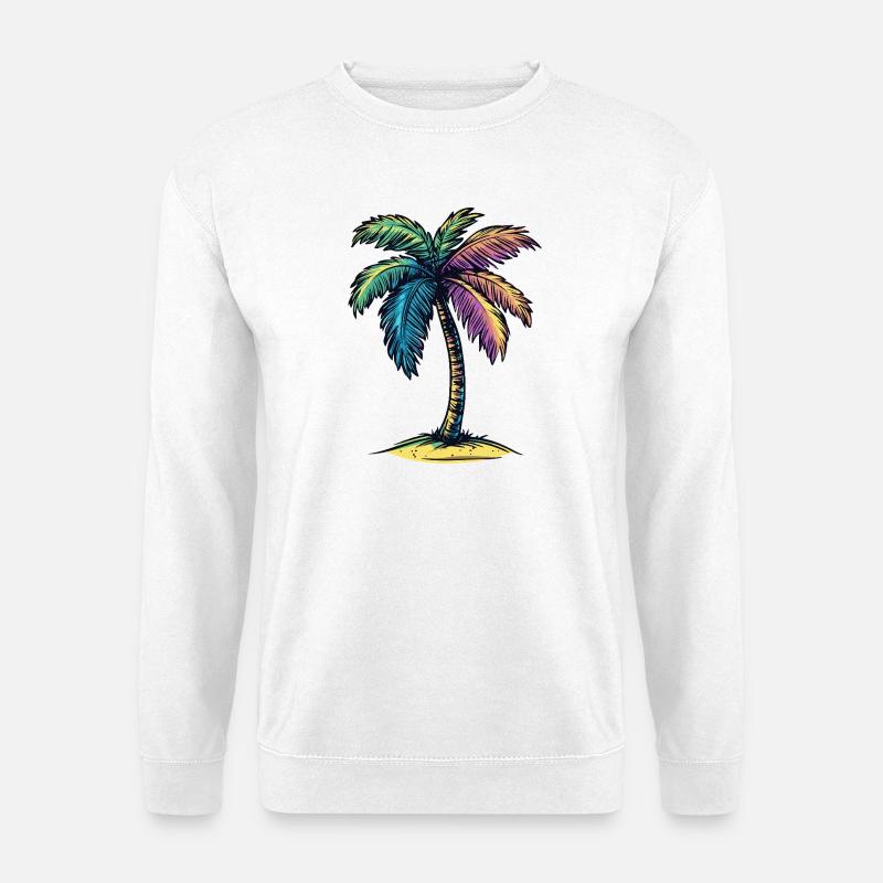 Palme Insel Symbol Bunt - Unisex Pullover - Weiß