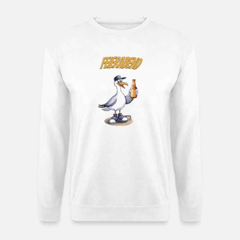Feierabend Möwe Bierlustiger Spruch - Unisex Pullover - Weiß