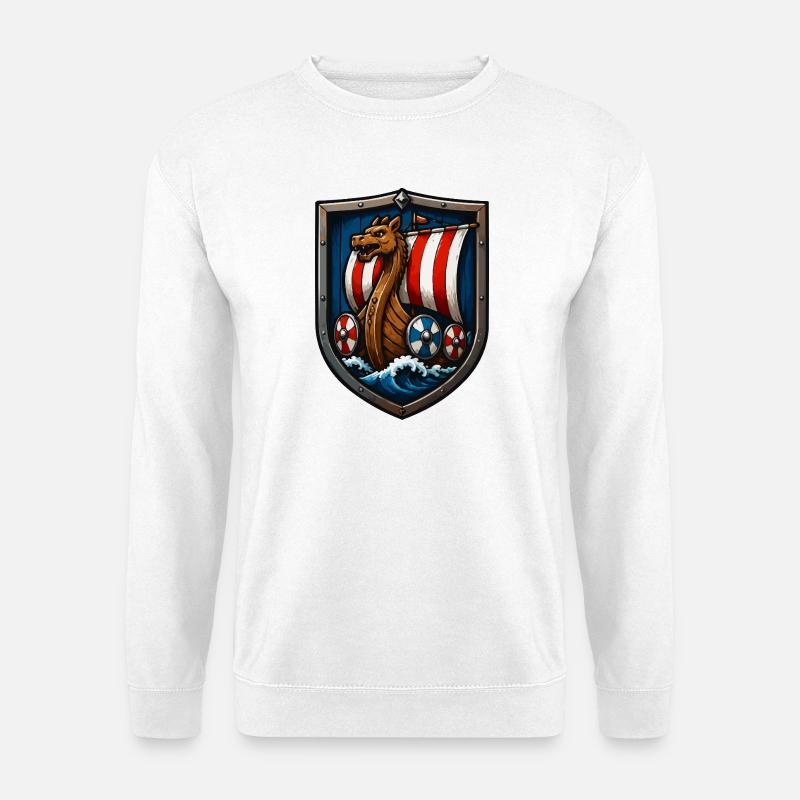 Viking Dragon Boat Shield - Unisex Sweatshirt - white