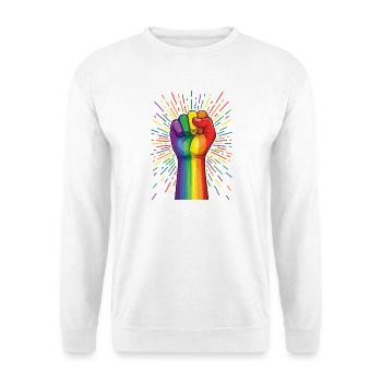 LGBTQ-Pride-Monat – Stolz! Liebe ist Liebe - Unisex Pullover - Weiß - Vorne - Alina (178cm) & Michal (187cm)