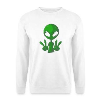 T-shirt Pixel Green Alien Peace Sign - Sweat-shirt Unisexe - blanc - Devant