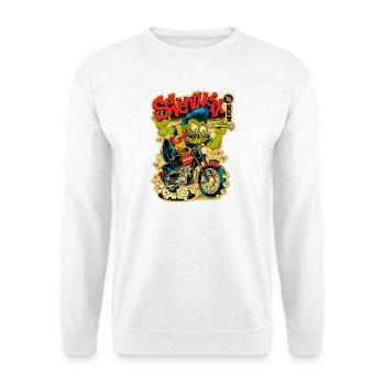 Green Monster on Motorcycle – Comic Style - Unisex Sweatshirt - white - Front