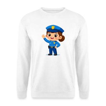 Comic-Polizistin winkt lachend – Lustiges Design - Unisex Pullover - Weiß - Vorne