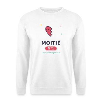Moitié Coeur N°1 Sourire - Sweat-shirt Unisexe - blanc - Devant