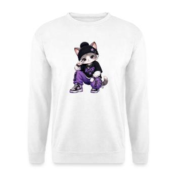 K-Pop-Katze im lila Hoodie - Unisex Pullover - Weiß - Vorne