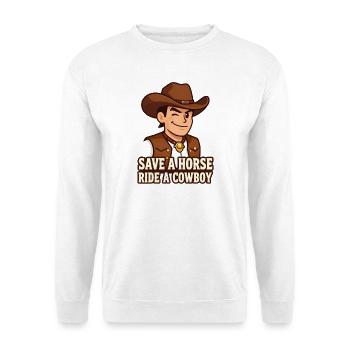 Cowboy-Karikatur mit Western-Slogan - Unisex Pullover - Weiß - Vorne