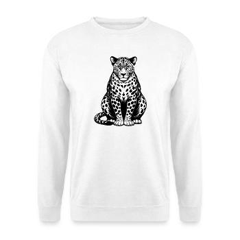 Leopard sitting - Unisex Sweatshirt - white - Front