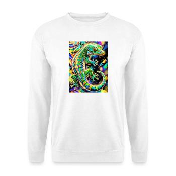 Gecko - Unisex Pullover - Weiß - Vorne - Alina (178cm) & Michal (187cm)