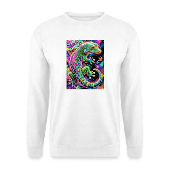 Gecko - Unisex Pullover - Weiß - Vorne - Alina (178cm) & Michal (187cm)