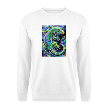 Gecko - Unisex Pullover - Weiß - Vorne - Alina (178cm) & Michal (187cm)