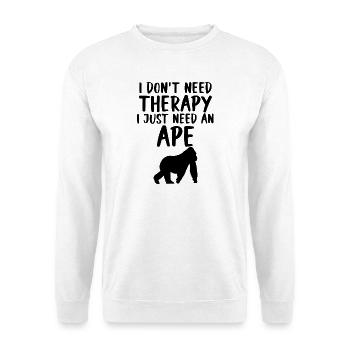 Affe Spruch  - Unisex Pullover - Weiß - Vorne - Alina (178cm) & Michal (187cm)