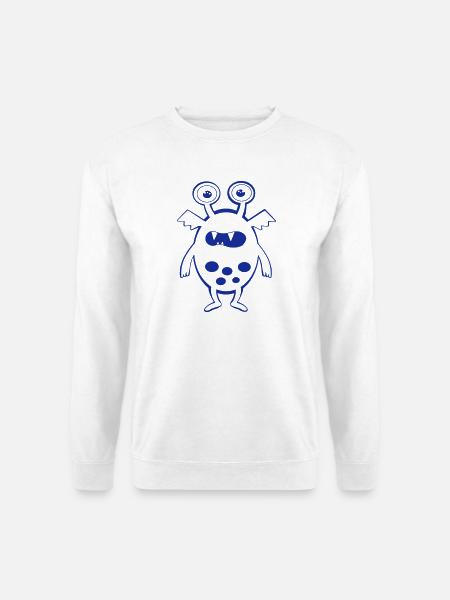 Mondmonster Blau – Freundlicher Alien - Unisex Pullover - Weiß