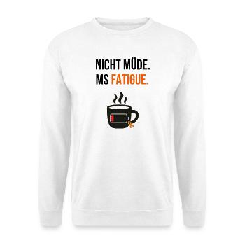 MS Fatigue – Nicht müde, sondern erschöpft - Unisex Pullover - Weiß - Vorne - Alina (178cm) & Michal (187cm)