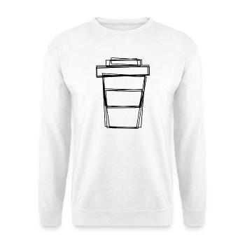 Kaffeebecher handgezeichnet - Unisex Pullover - Weiß - Vorne - Alina (178cm) & Michal (187cm)