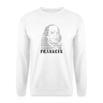 Benjamin Franklin ASCII Kunst - Unisex Pullover - Weiß - Vorne - Alina (178cm) & Michal (187cm)