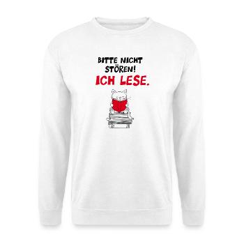 Bitte nicht stören, ich lese! - Unisex Pullover - Weiß - Vorne - Alina (178cm) & Michal (187cm)