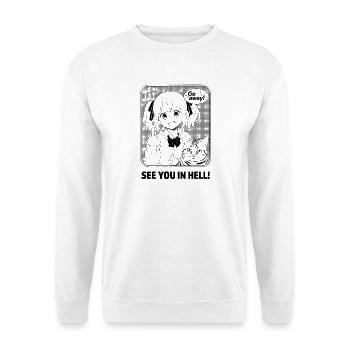 Go away! - Unisex Pullover - Weiß - Vorne - Alina (178cm) & Michal (187cm)